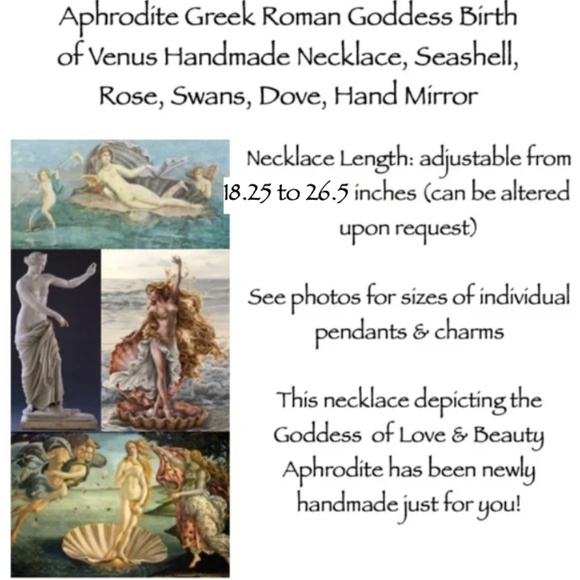 “Birth of Venus" Aphrodite Greek Roman Mythology Goddess Handmade Necklace Pagan - Picture 15 of 15